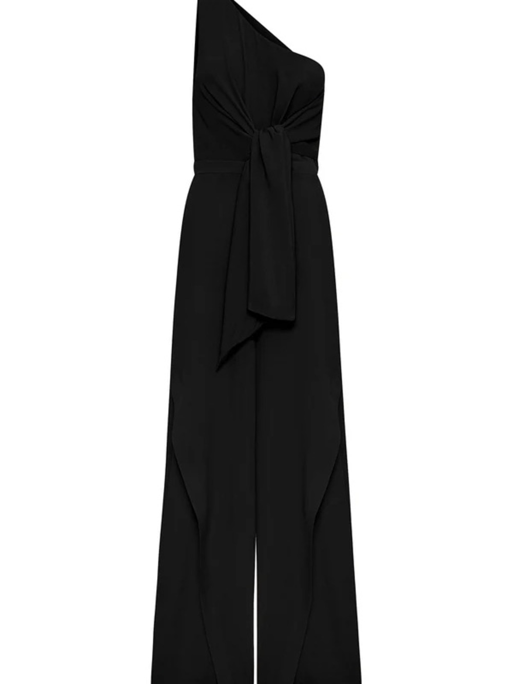 Mister Zimi Black One-Shoulder Tie-Front Wide-Leg Jumpsuit
